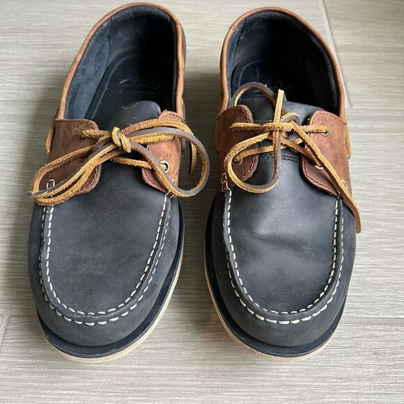 Clarks Port View Navy Combi Leather Men's Size 9 - Picture 2 of 8